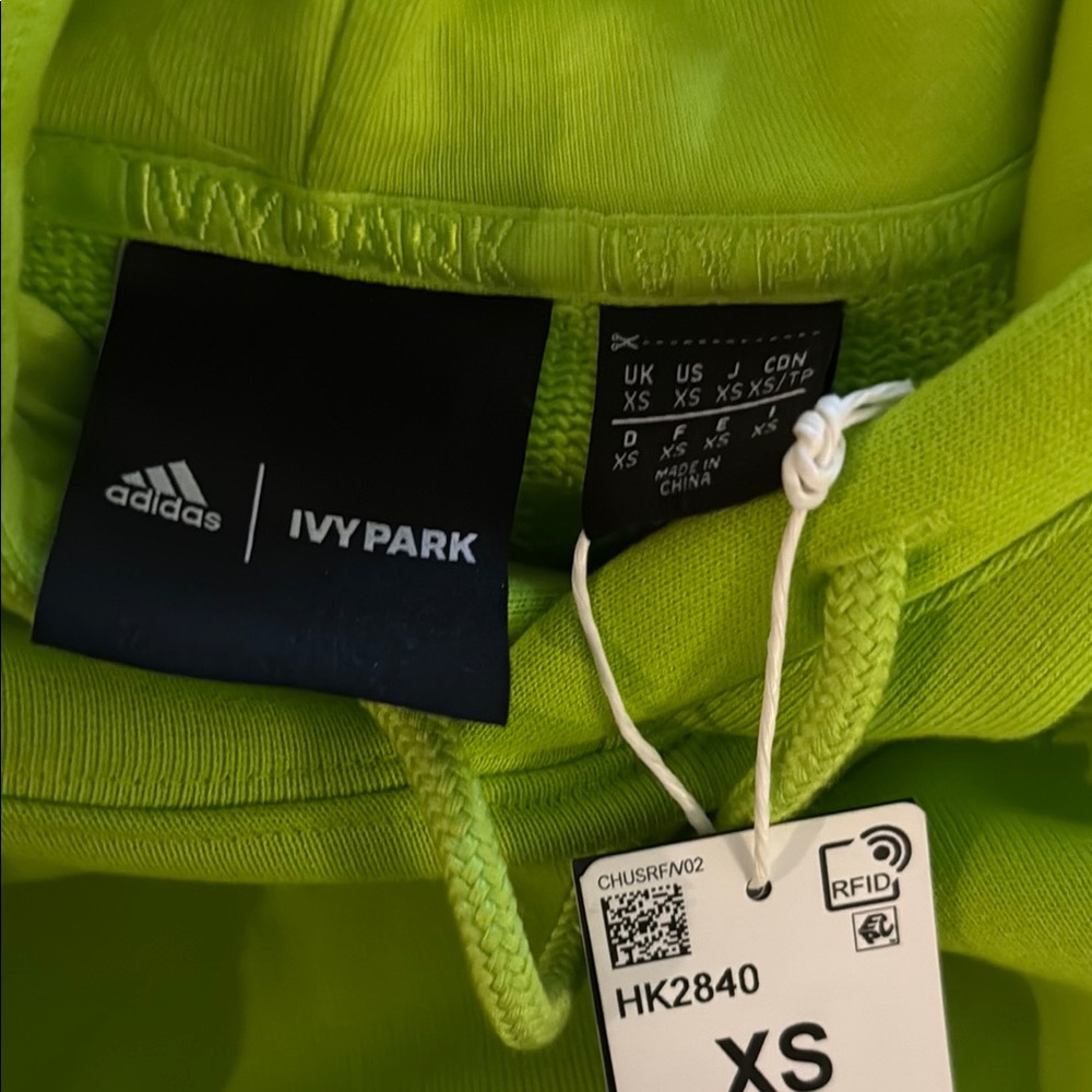 NWT IVY PARK x Adidas Lime Green Hoodie XS - Picture 8 of 8
